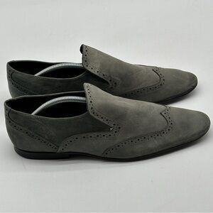 KG Kurt Geiger Men Size 10 / 43 EU Shoe Gray Suede Almond Toe Dress Loafers